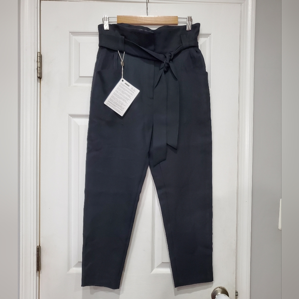 IRO NWT Perplex Belted Paper Bag Cropped Pants Black Size:36
